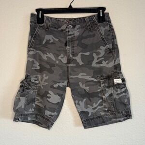 Vintage Y2K 90s Levi's Men 30 Gray Camo Cargo Baggy Utility Shorts Skater Grunge